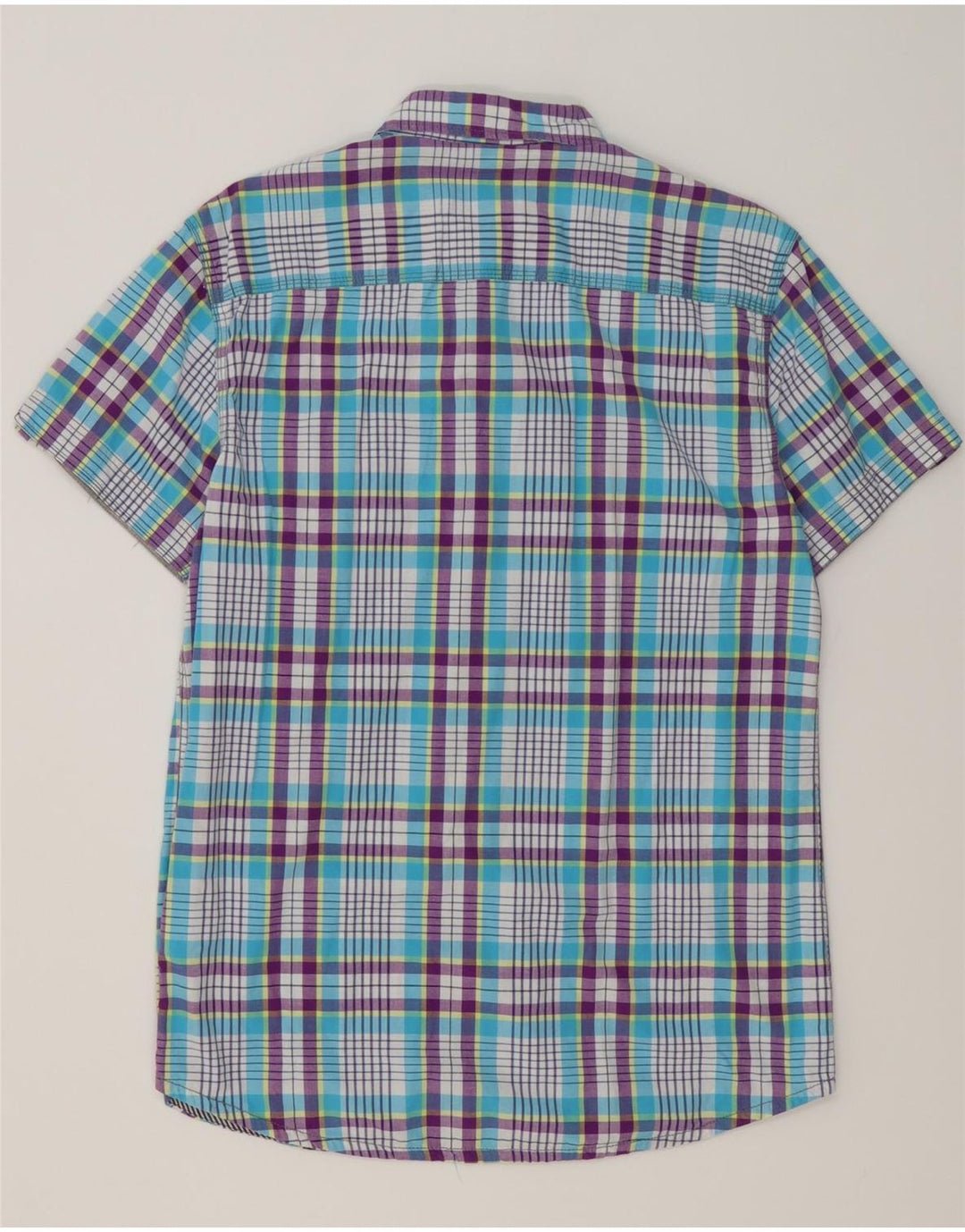 Męska koszula z krótkim rękawem JACK & JONES, bawełniana w średnią niebieską kratkę