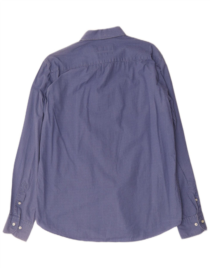 Męska koszula slim fit Massimo Dutti, duża, niebieska, bawełniana w kropki
