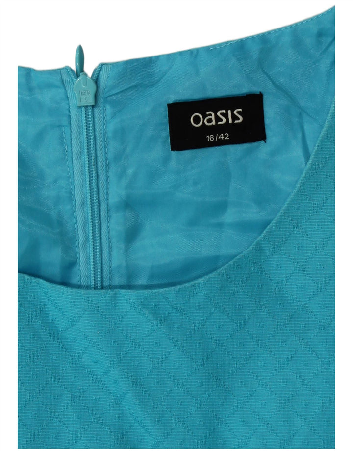 OASIS Womens Sheath Dress UK 16 Large Blue Cotton
