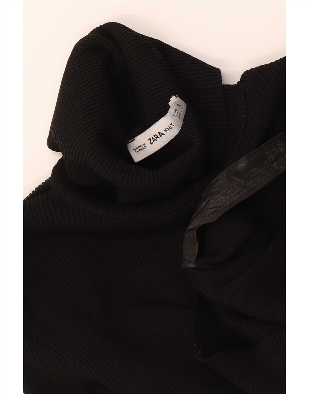 Damski sweter z golfem Zara UK 8, mały, czarny poliamid