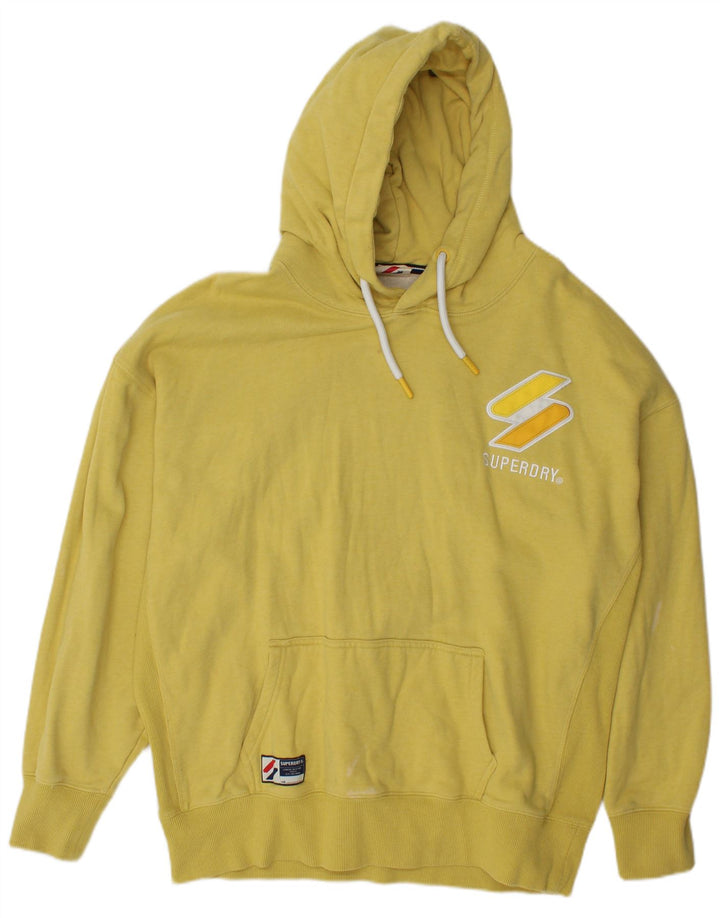 Męski sweter z kapturem Superdry z grafiką, średni żółty, bawełniany