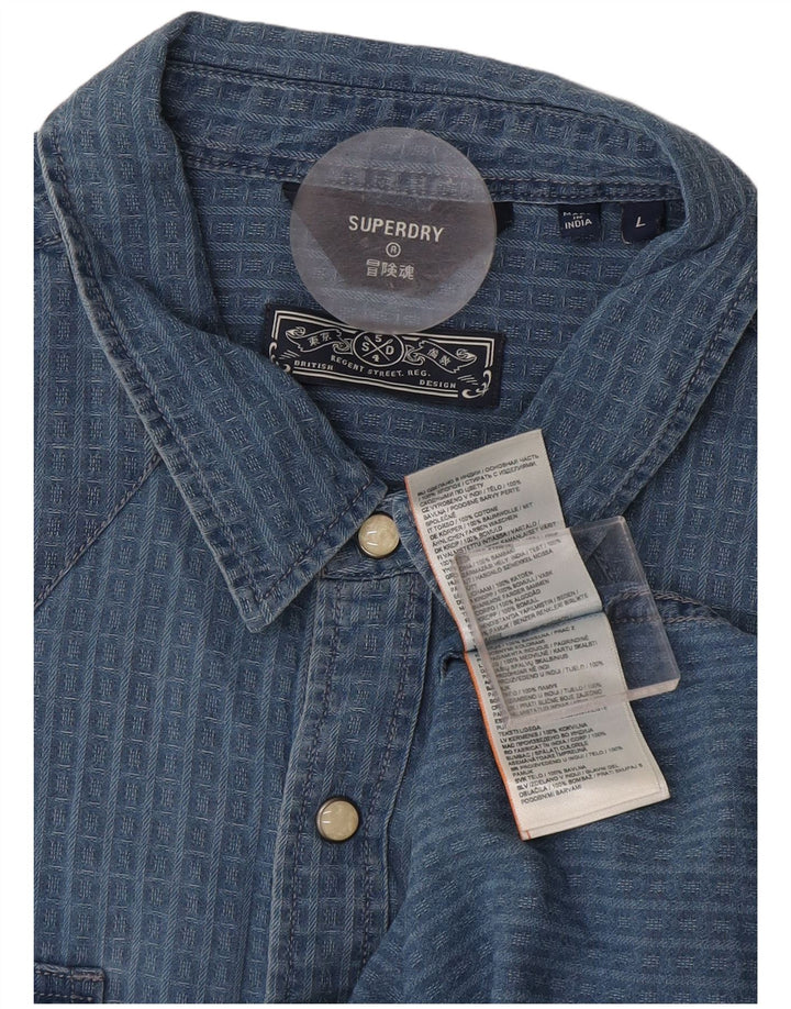 Koszula męska Superdry, bawełniana, w dużą niebieską kratkę