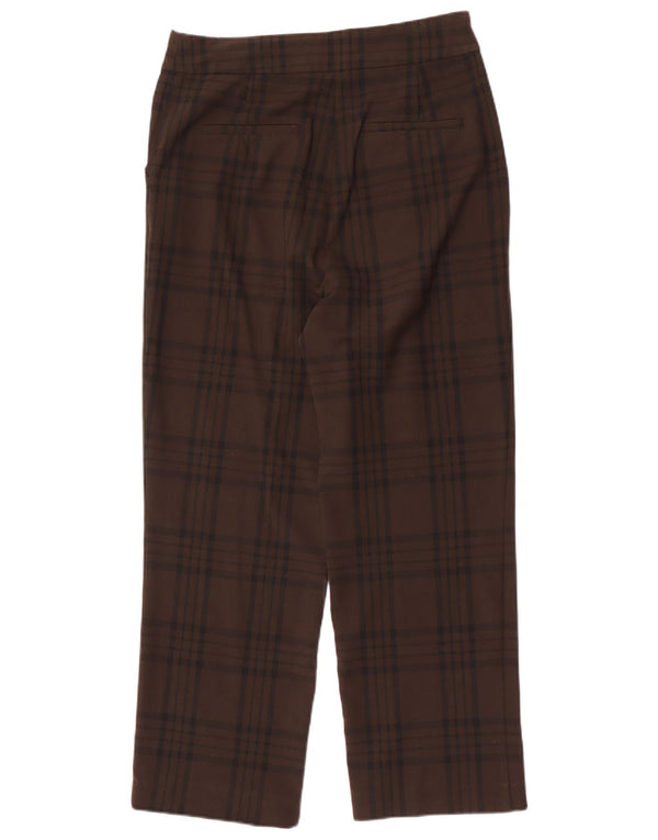 Damskie proste spodnie chino Zara, duże, W30 L29, brązowa kratka, poliester