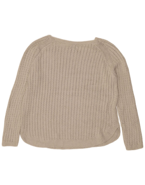 Sweter damski Massimo Dutti z dekoltem w łódkę UK 16, duży, beżowy, bawełniany