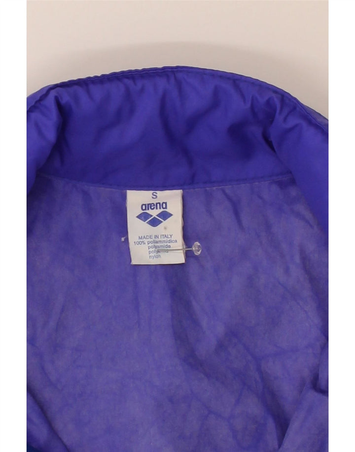 ARENA Mens Graphic Hooded Rain Jacket UK 36 Small Purple Polyamide Vintage Arena and Second-Hand Arena from Messina Hembry 