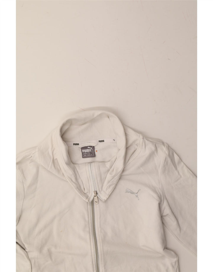 PUMA Womens Graphic Tracksuit Top Jacket UK 12 Medium  White Vintage Puma and Second-Hand Puma from Messina Hembry 