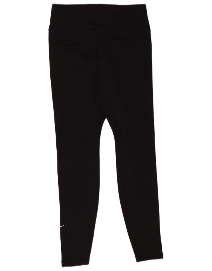 NIKE Womens Dri Fit Leggings UK 12 Medium  Black Polyester