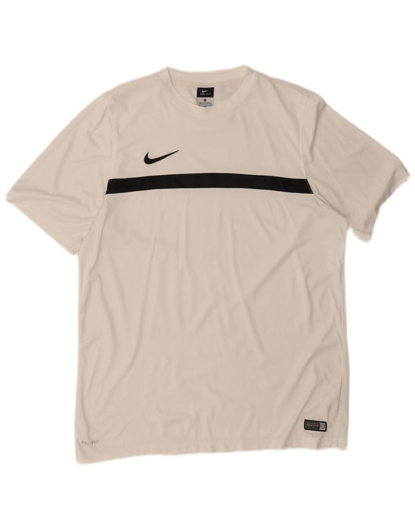 Męski T-shirt Nike Dri Fit Top XL, biały poliester z blokami kolorów