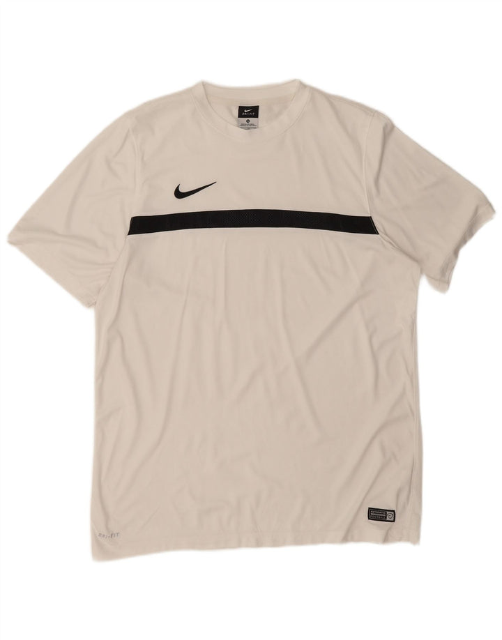 Męski T-shirt Nike Dri Fit Top XL, biały poliester z blokami kolorów