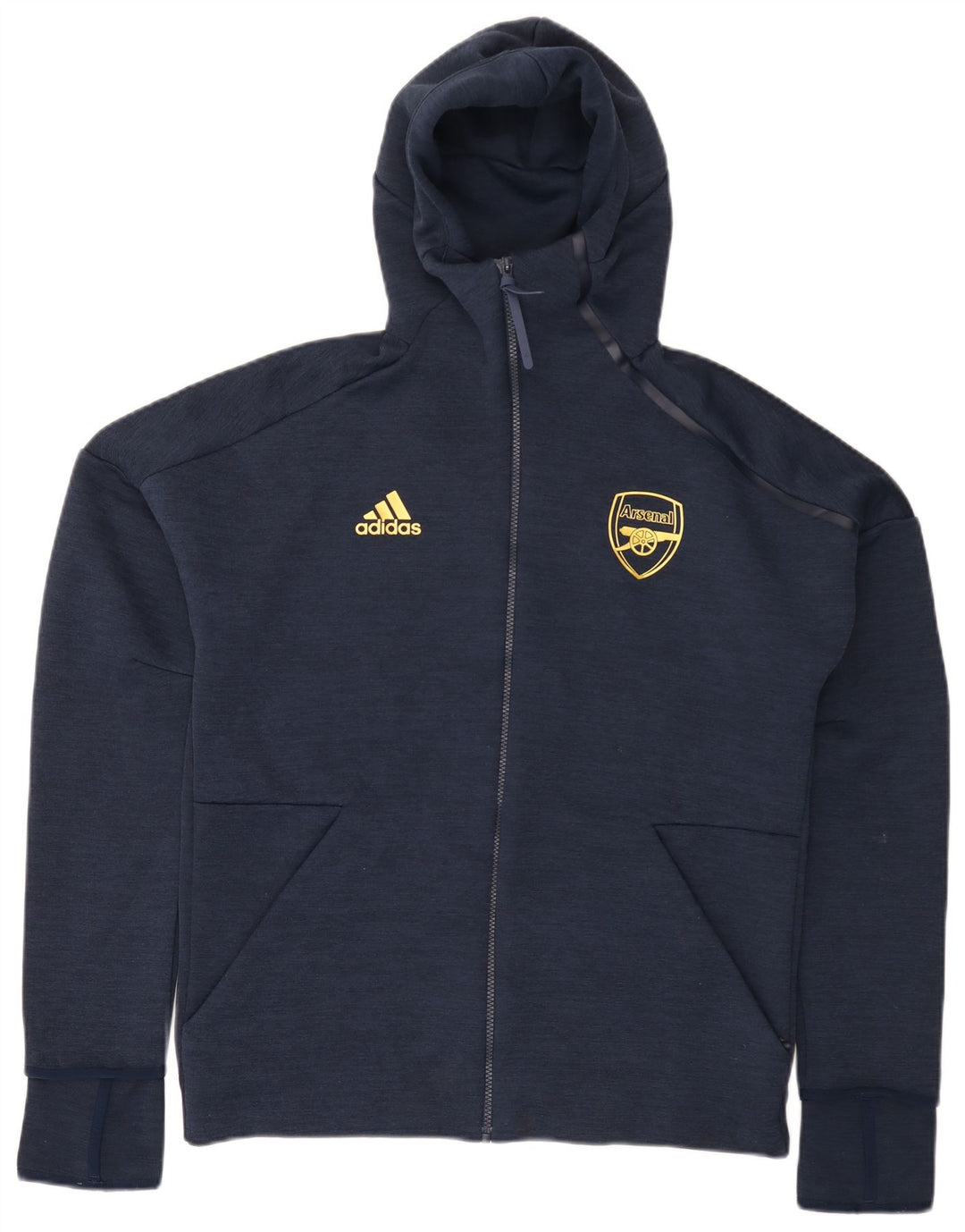 Męski sweter z kapturem i zamkiem błyskawicznym Adidas Arsenal, średni granatowy poliester