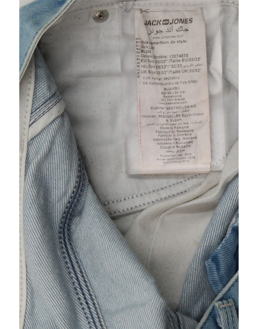 Męskie proste dżinsy Jack & Jones W33 L30 Niebieskie bawełniane