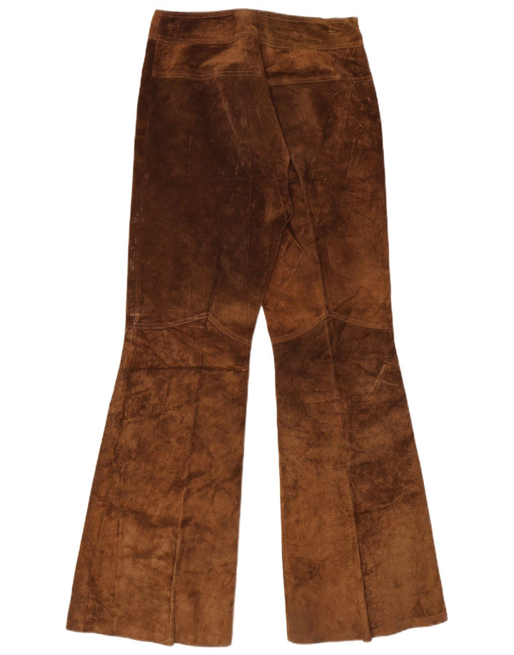 Vintage damskie spodnie zamszowe Flare W30 L32 brązowe