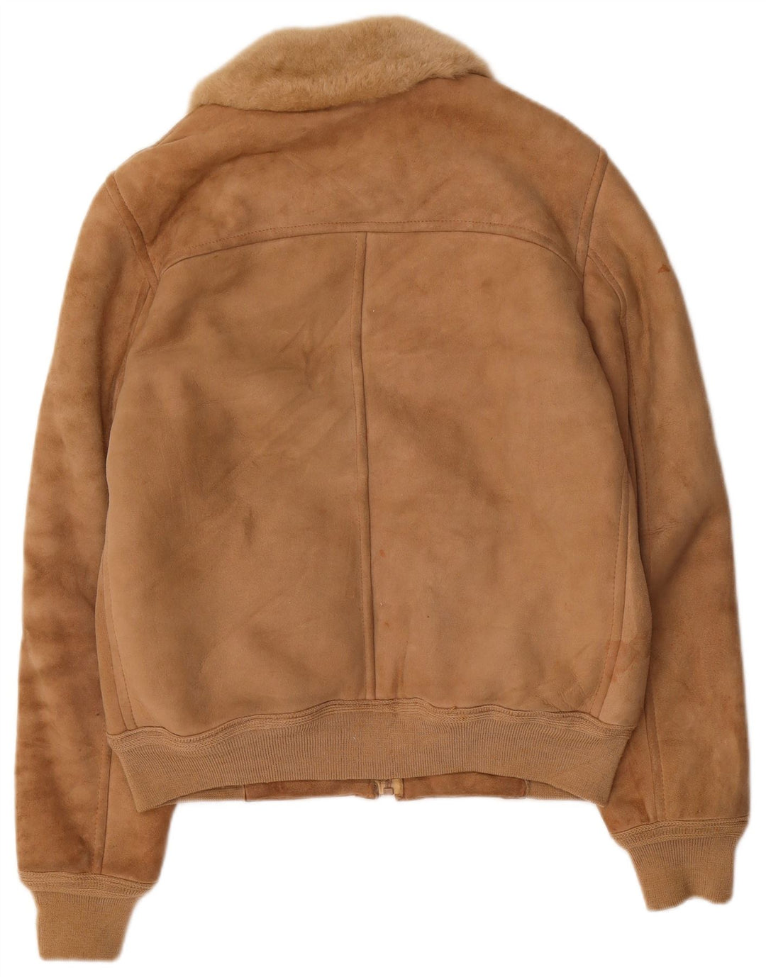 Damska kurtka shearling FIBOK UK 16, duża brązowa kurtka shearling