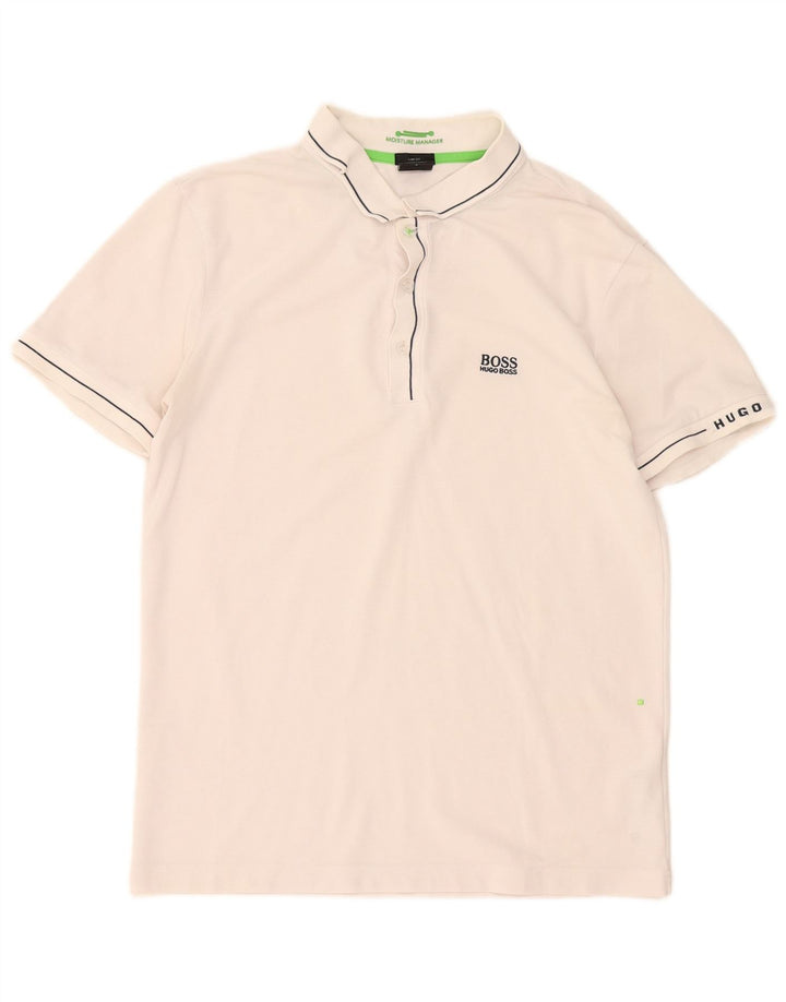 Męska koszulka polo Hugo Boss, mała, biała, bawełniana