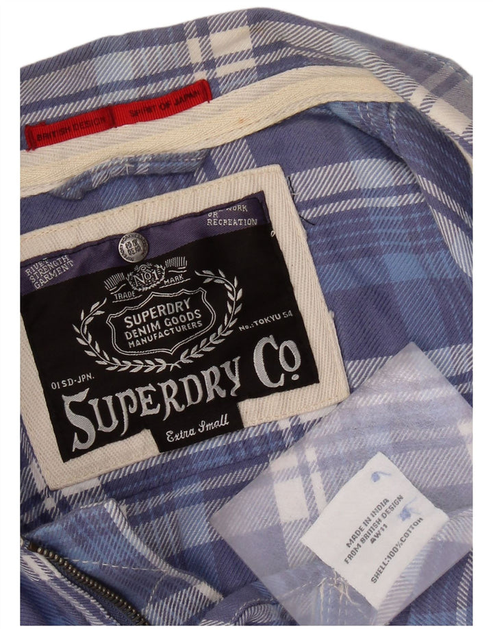 SUPERDRY Damska koszula flanelowa UK 6 XS, bawełniana niebieska kratka