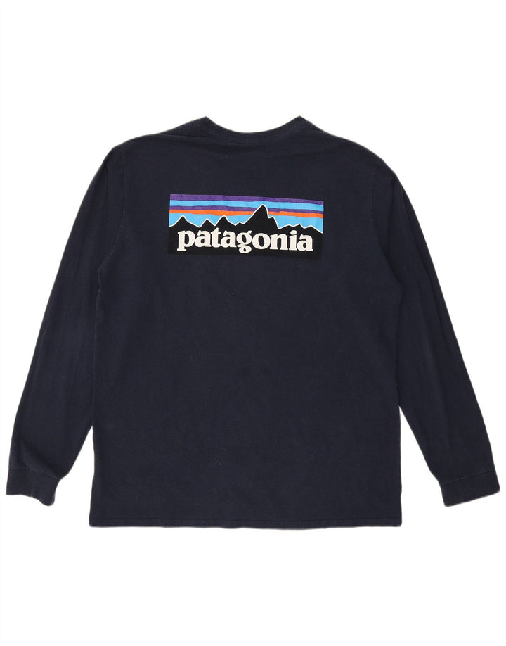 PATAGONIA Męski top z grafiką o regularnym kroju, z długim rękawem, duży, granatowy, bawełniany