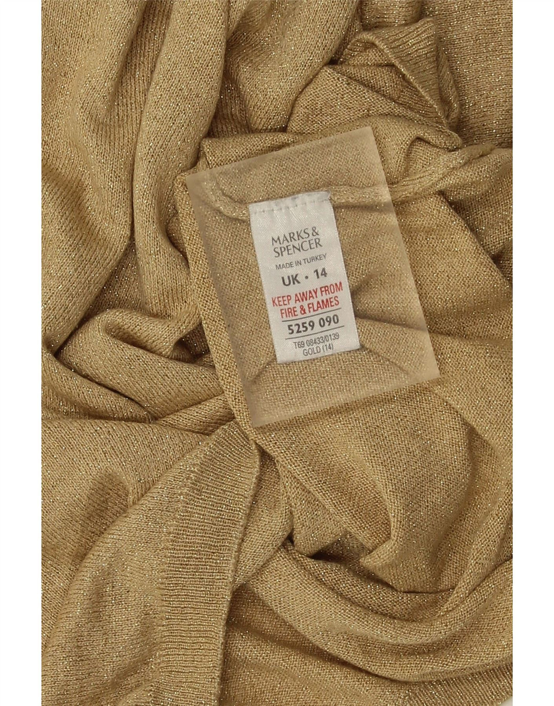 Marks & Spencer Damski sweter z golfem UK 14, duży, złoty, nakrapiany