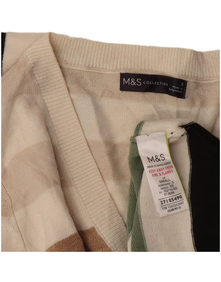 Marks & Spencer Męski sweter z dekoltem w kształcie litery V, małe, wielokolorowe paski