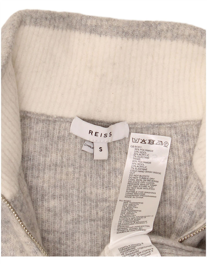Męski sweter zapinany na zamek Reiss, mały, szary, nakrapiany poliamid