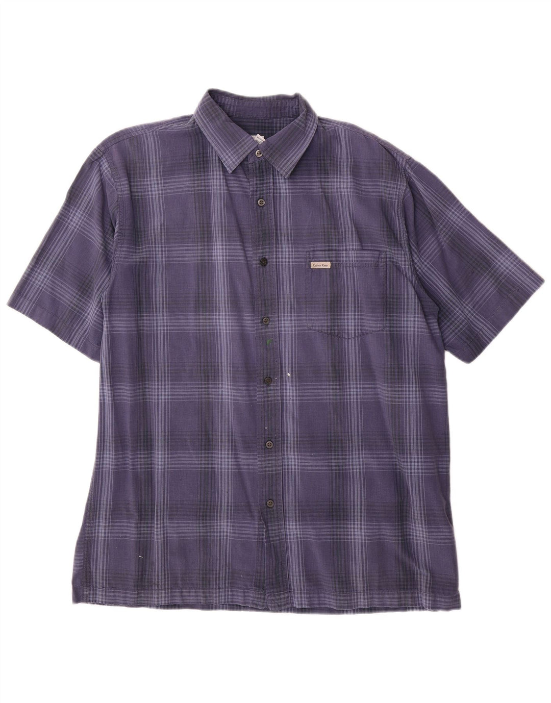 Męska koszula z krótkim rękawem Calvin Klein Jeans, duża, niebieska, bawełniana krata