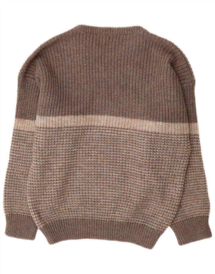 Męski sweter Walker z okrągłym dekoltem, duży, szary akryl z blokami kolorów