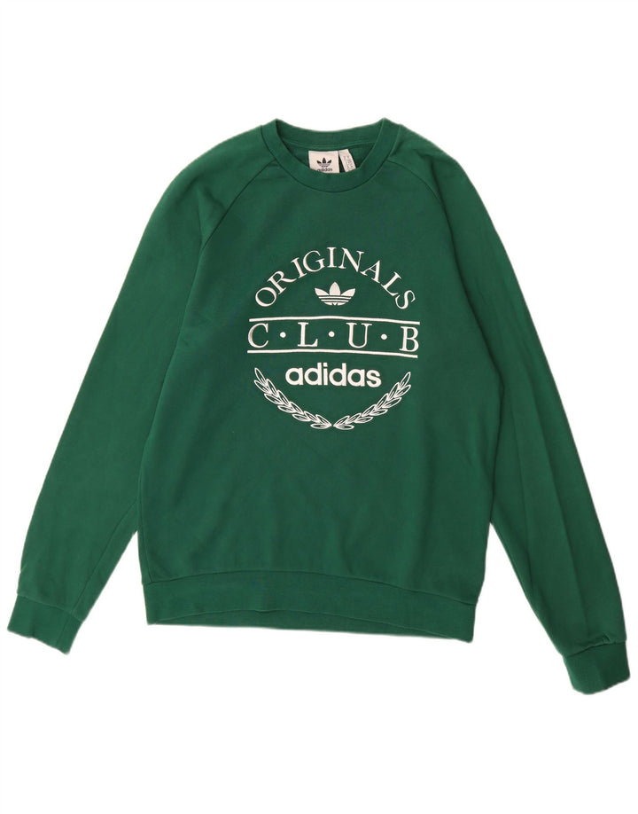 Męska bluza Adidas z grafiką, średnia, zielona bawełna