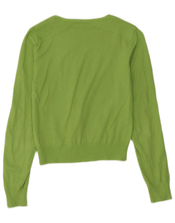 Damski sweter Zara Crop Boat Neck Sweter UK 12 Średni Zielony Ramie