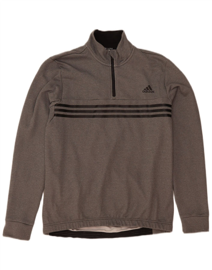 Adidas Męska bluza z zamkiem błyskawicznym, duży, szary poliester