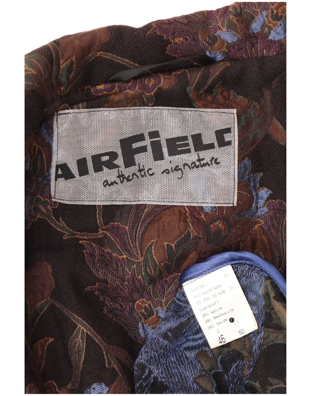 Damska marynarka zapinana na 3 guziki w stylu vintage IT 50 XL Czarna wełniana w kwiaty