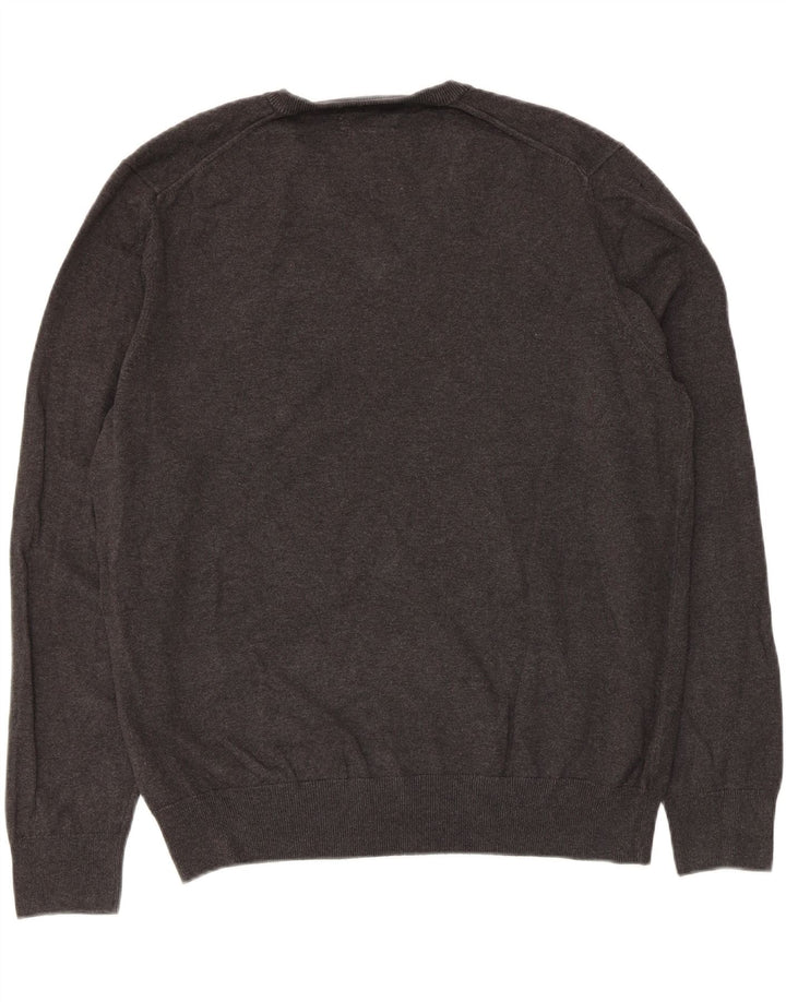 Marks & Spencer Męski sweter z dekoltem w kształcie litery V, XL, szary, bawełniany