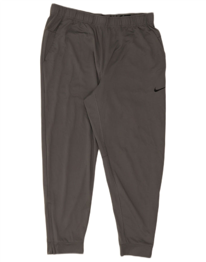 Męskie spodnie dresowe Nike Dri Fit, duże, szare, poliestrowe