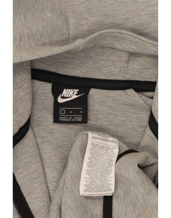Męski sweter z kapturem i zamkiem błyskawicznym Nike, duży, szary, bawełniany