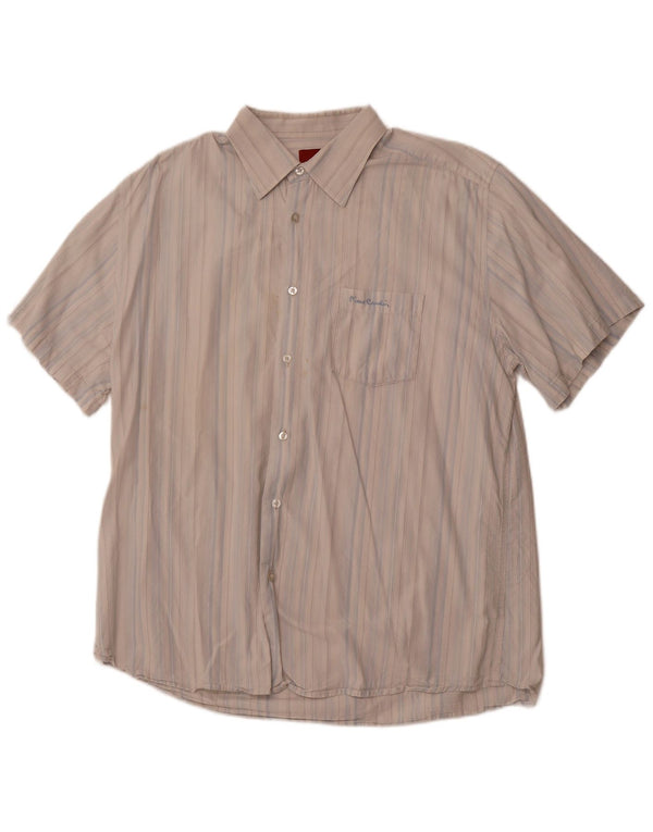 PIERRE CARDIN Męska koszula z krótkim rękawem 2XL, bawełniana w niebieskie paski