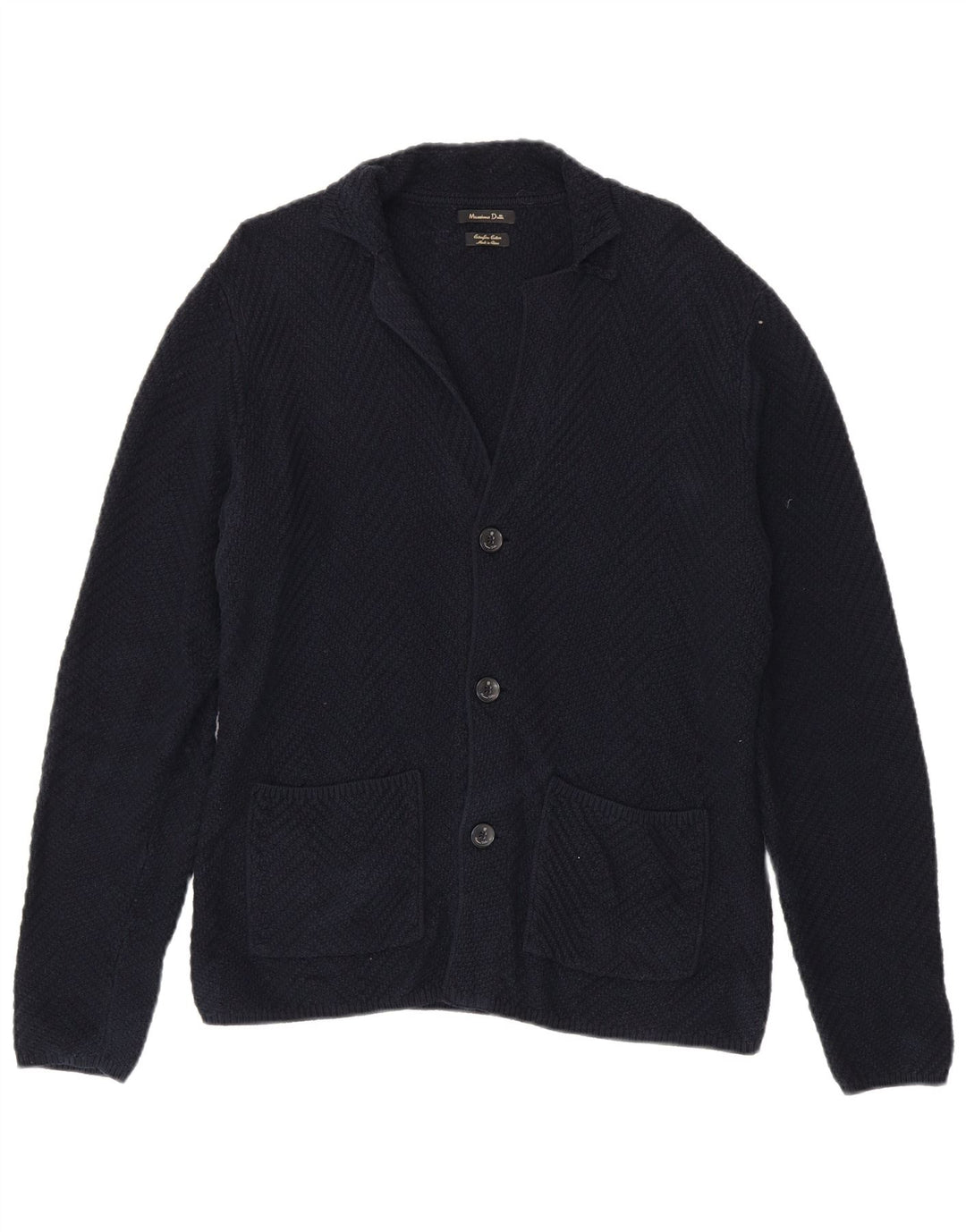 Męski sweter rozpinany Massimo Dutti, średni granatowy, bawełniany