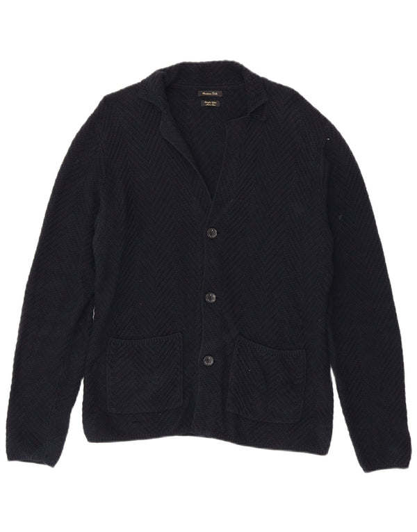 Męski sweter rozpinany Massimo Dutti, średni granatowy, bawełniany