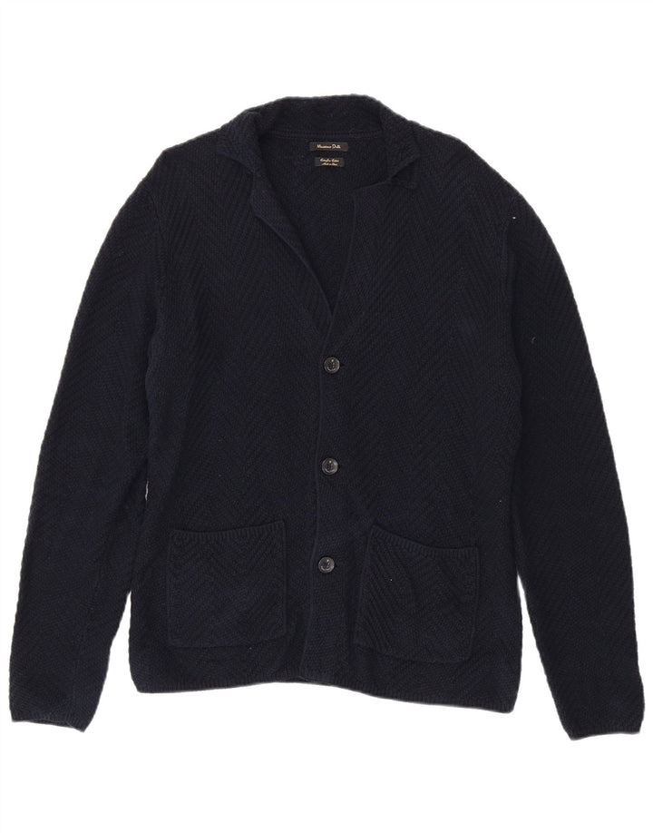 Męski sweter rozpinany Massimo Dutti, średni granatowy, bawełniany