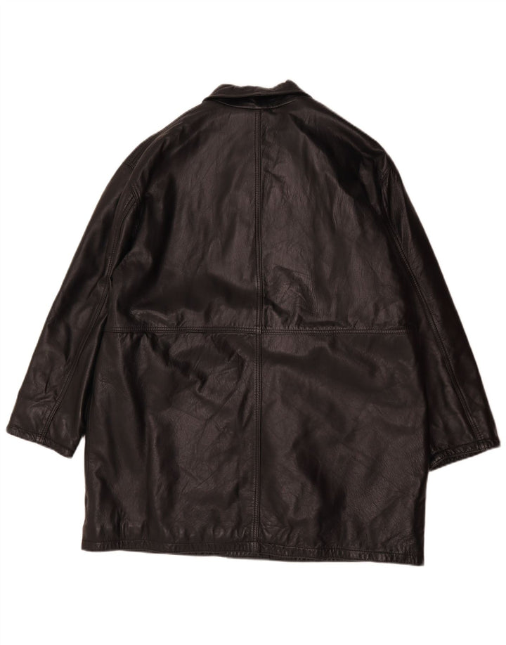 Vintage damska kurtka skórzana oversize IT 44, średnia czarna skóra