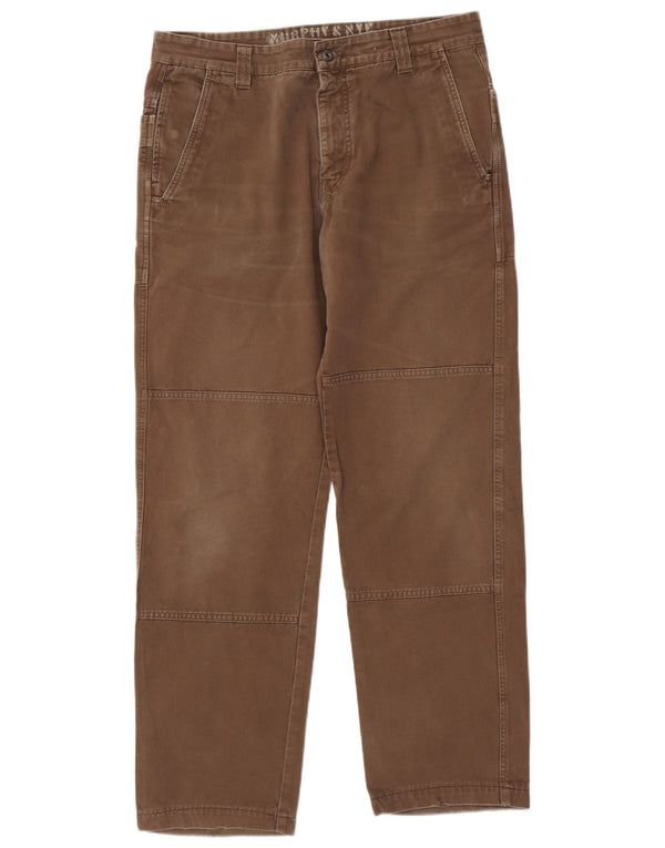 MURPHY & NYE Mens Straight Chino Trousers W34 L32 Brown Cotton