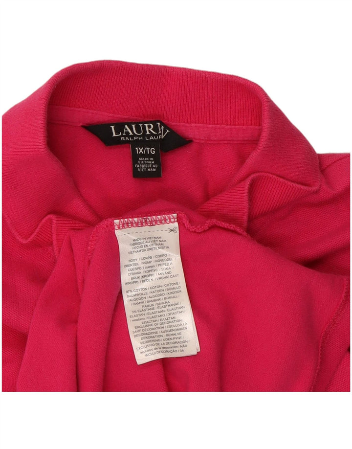 Damska koszulka polo RALPH LAUREN UK 18 XL, różowa, bawełniana