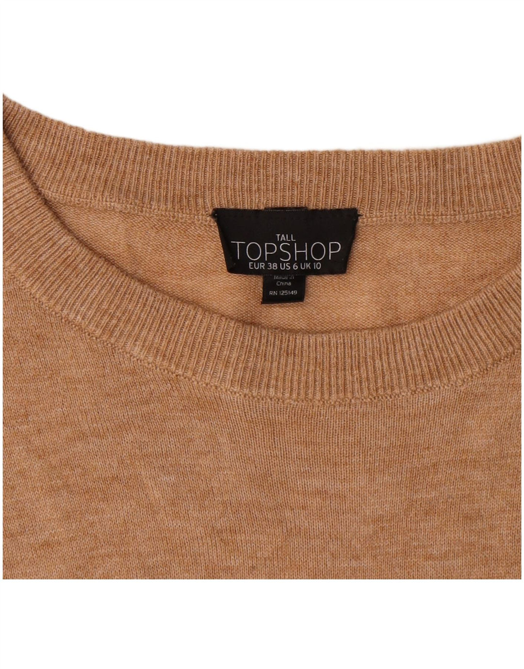 Topshop damski top oversize z długim rękawem, UK 10, mały, beżowy