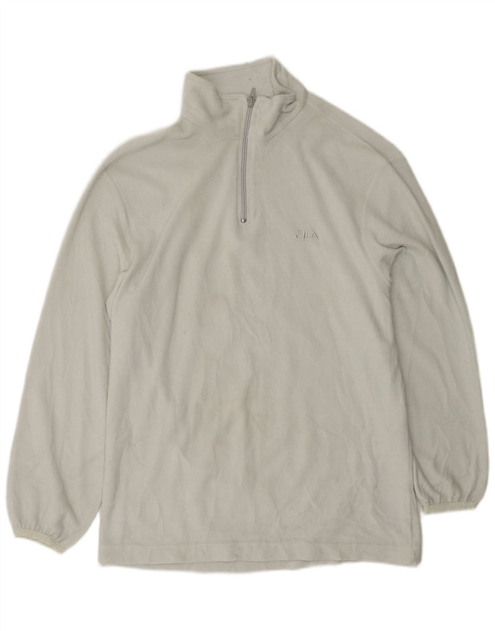 FILA Męski sweter polarowy z zamkiem błyskawicznym IT 56 XL, biały poliester