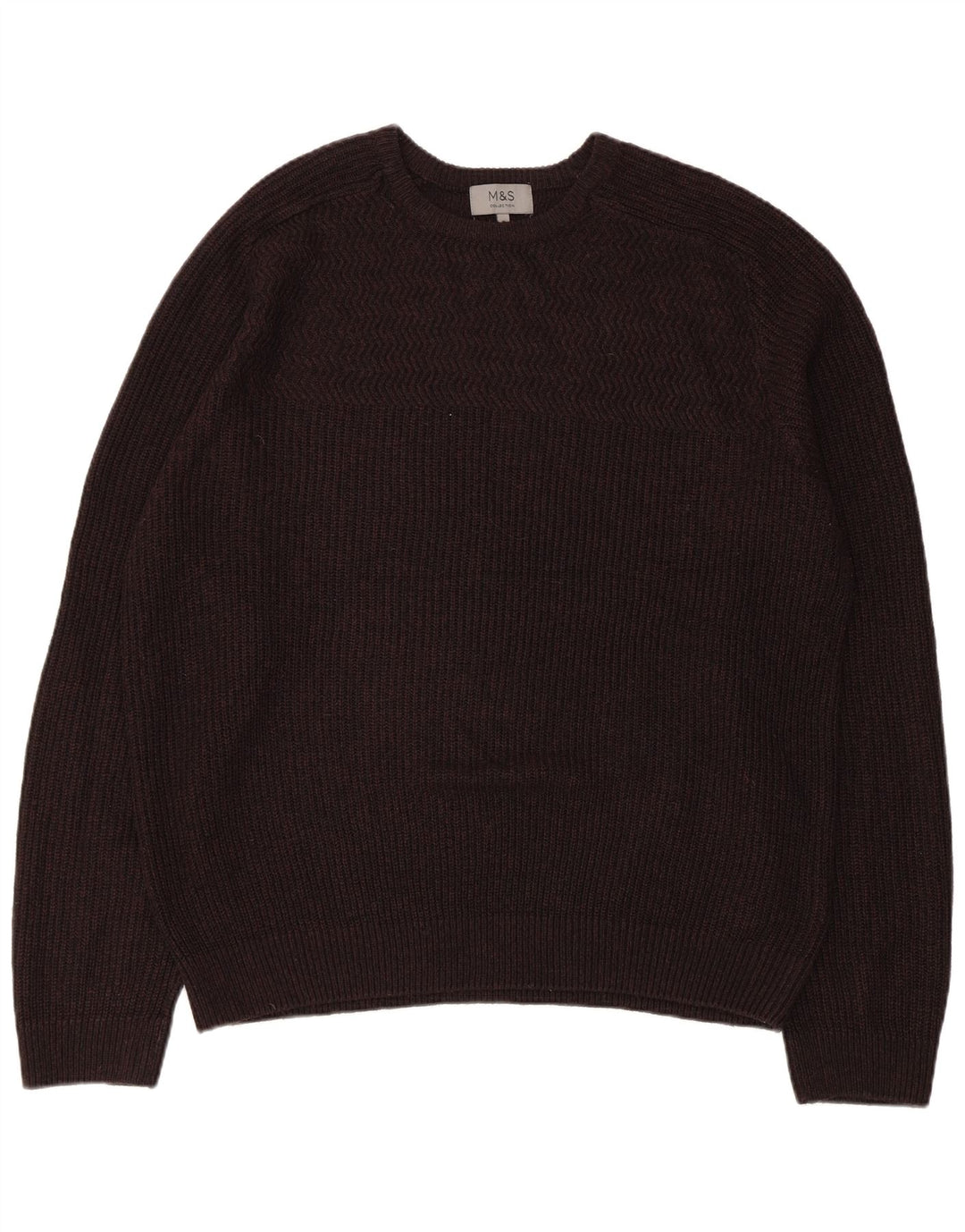Marks & Spencer Męski sweter z okrągłym dekoltem XL, brązowy, akrylowy