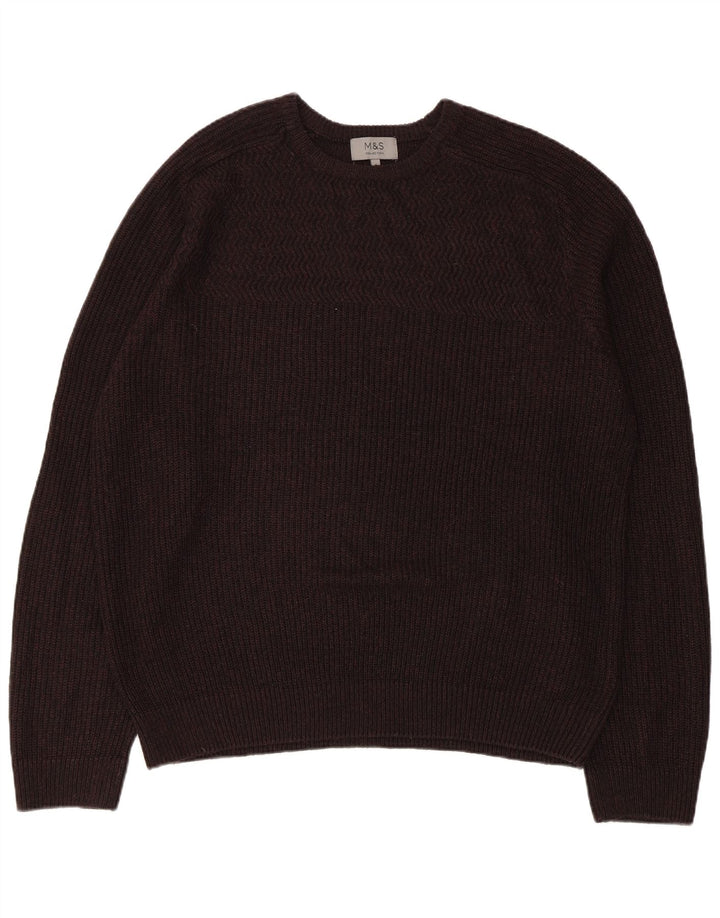 Marks & Spencer Męski sweter z okrągłym dekoltem XL, brązowy, akrylowy
