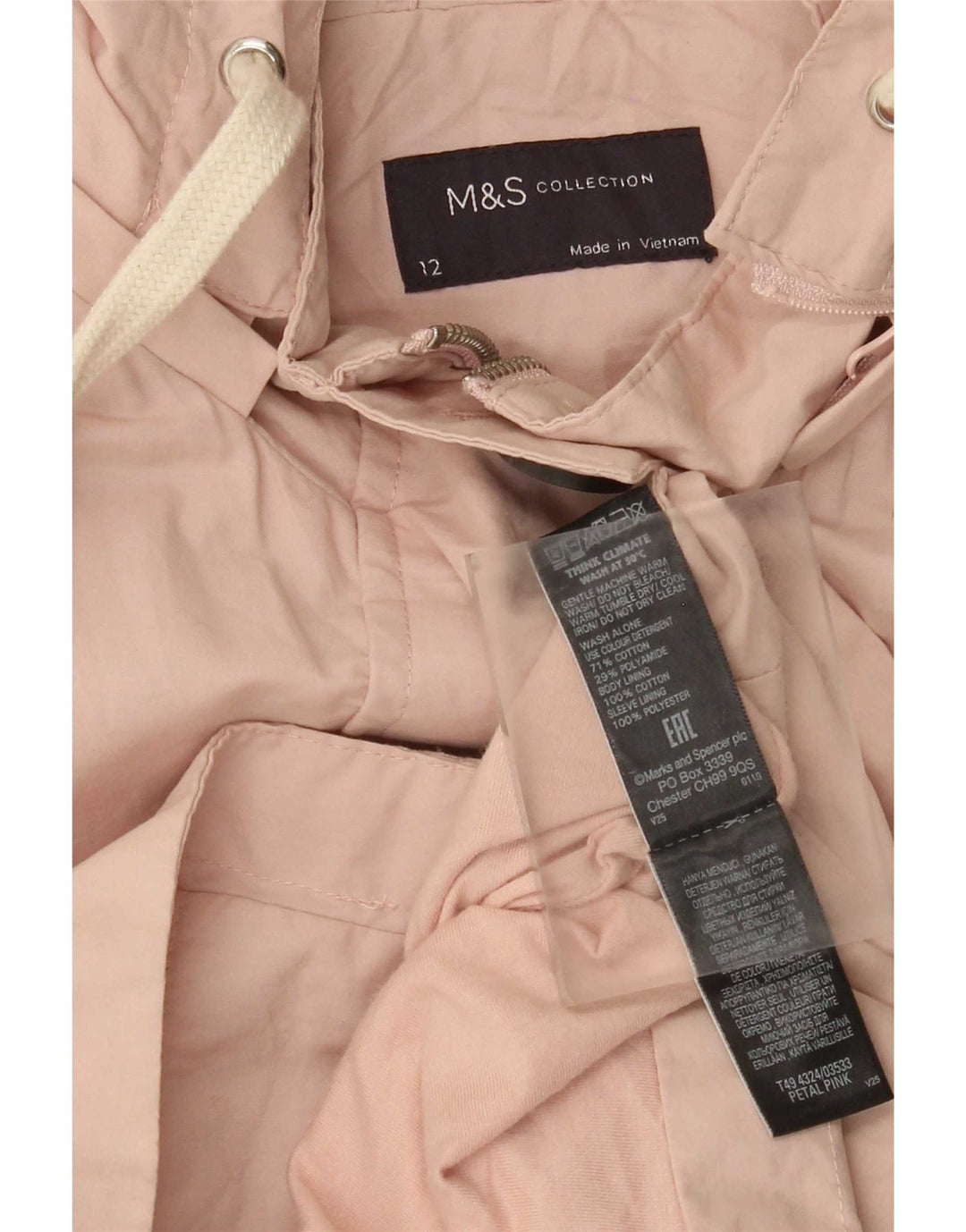 Marks & Spencer Damska kurtka wojskowa parka z kapturem UK 12, średni róż