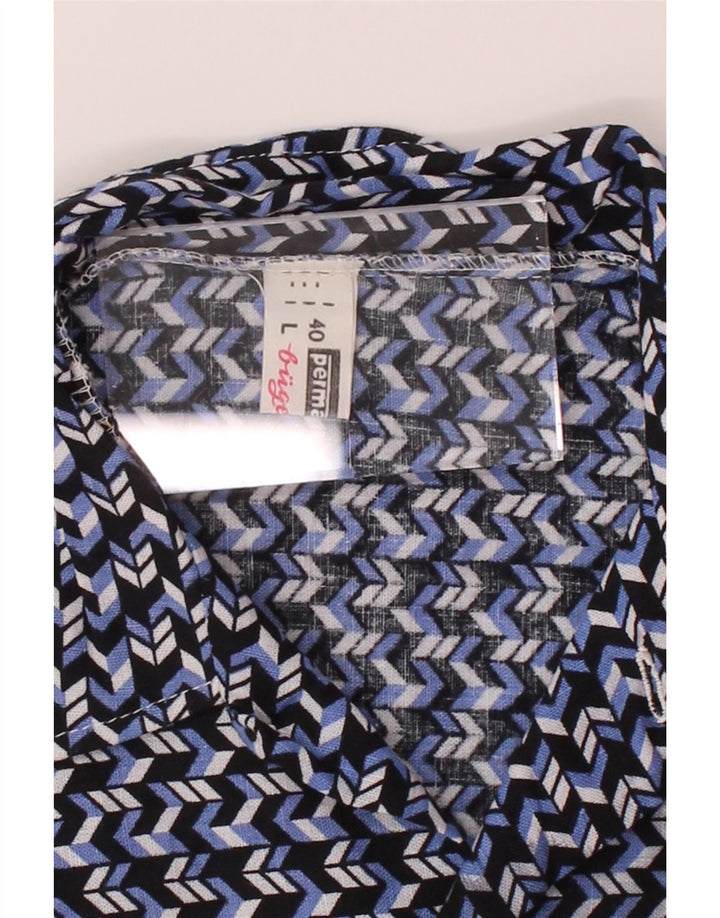 VINTAGE Mens Shirt Size 40 Medium Navy Blue Chevron Vintage Vintage and Second-Hand Vintage from Messina Hembry 