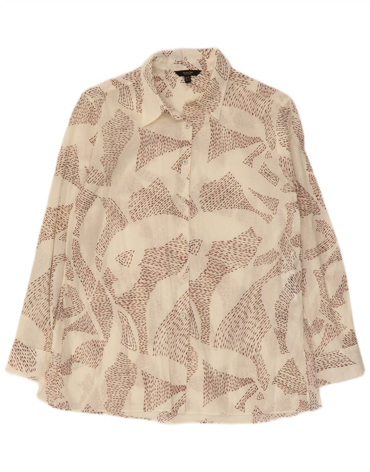 Koszula damska Massimo Dutti w abstrakcyjny wzór EU 38, mała, biała bawełna