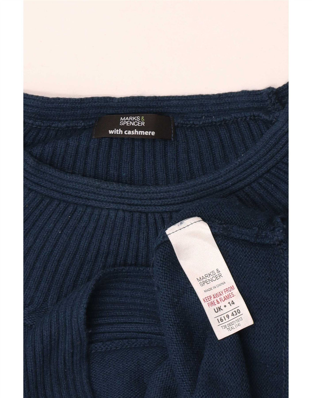 Marks & Spencer Damski sweter z dekoltem w łódkę, UK 14, średni niebieski