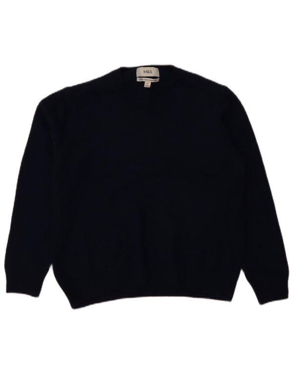 Marks & Spencer Damski sweter z okrągłym dekoltem, UK 18 XL, granatowo-wełniany