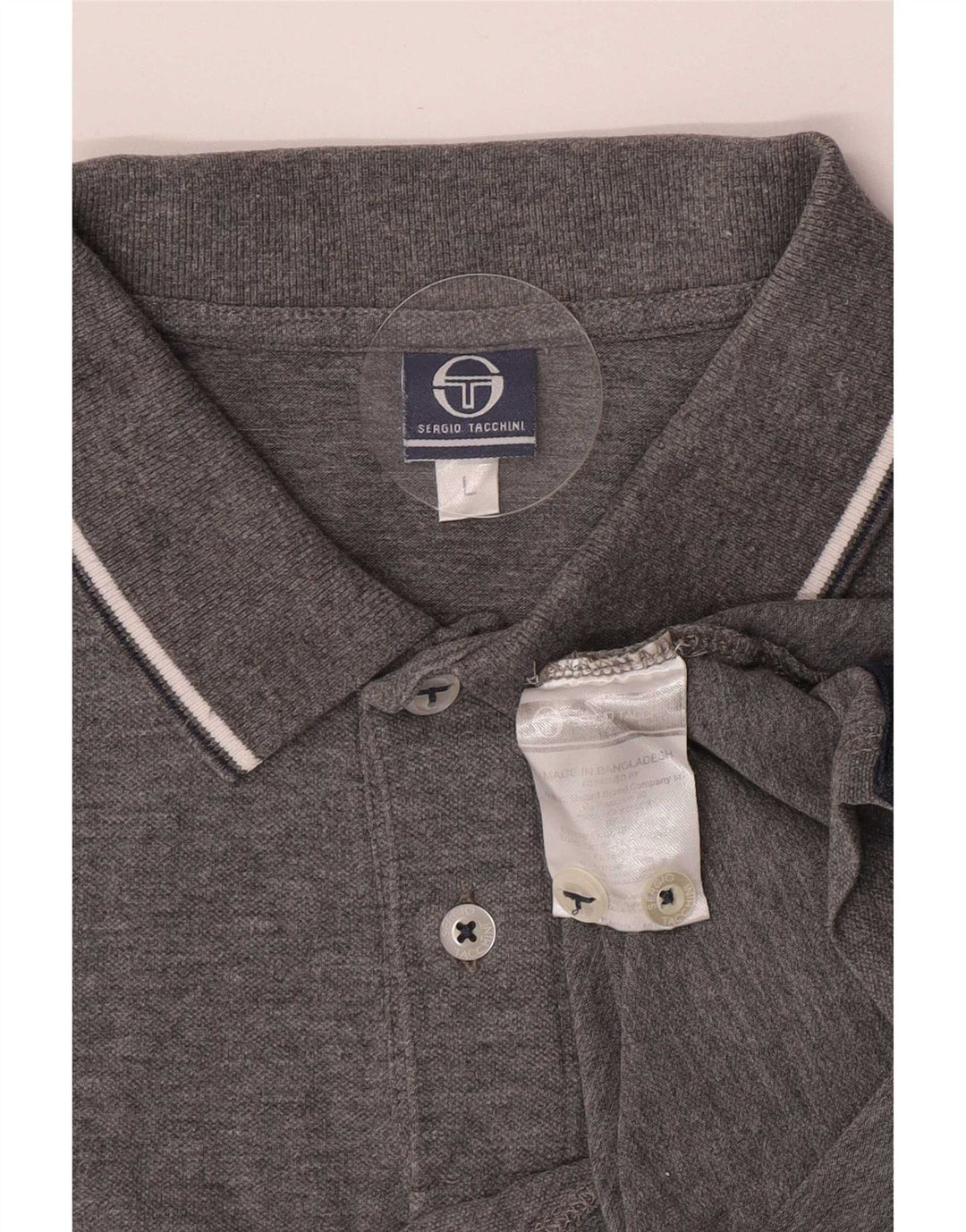 Męska koszulka polo Slim Fit Sergio Tacchini, duża, szara, bawełniana