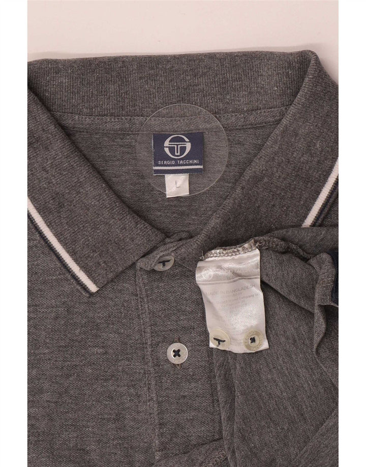 Męska koszulka polo Slim Fit Sergio Tacchini, duża, szara, bawełniana